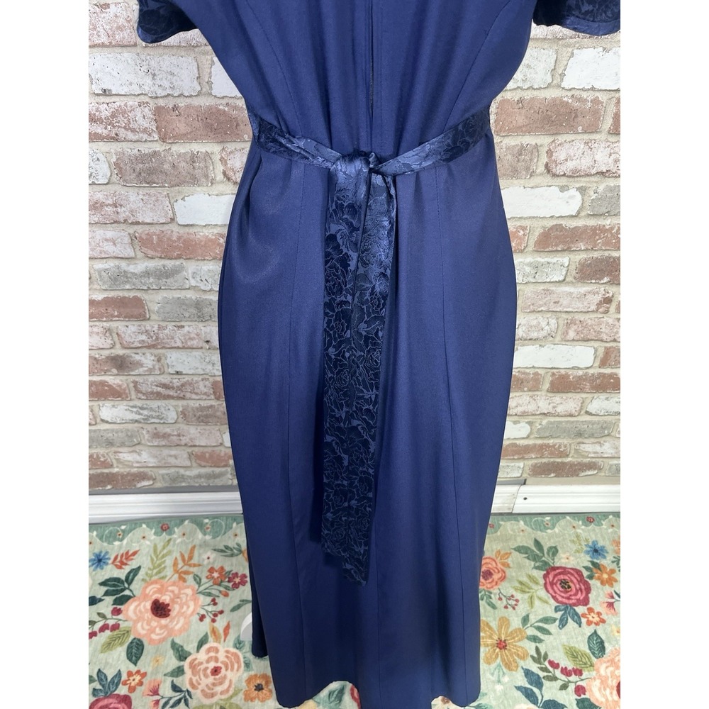 Vintage 90s Frederick's Of Hollywood Navy Empire Waist Maxi Dress Sz 11/12 - Picture 4 of 16